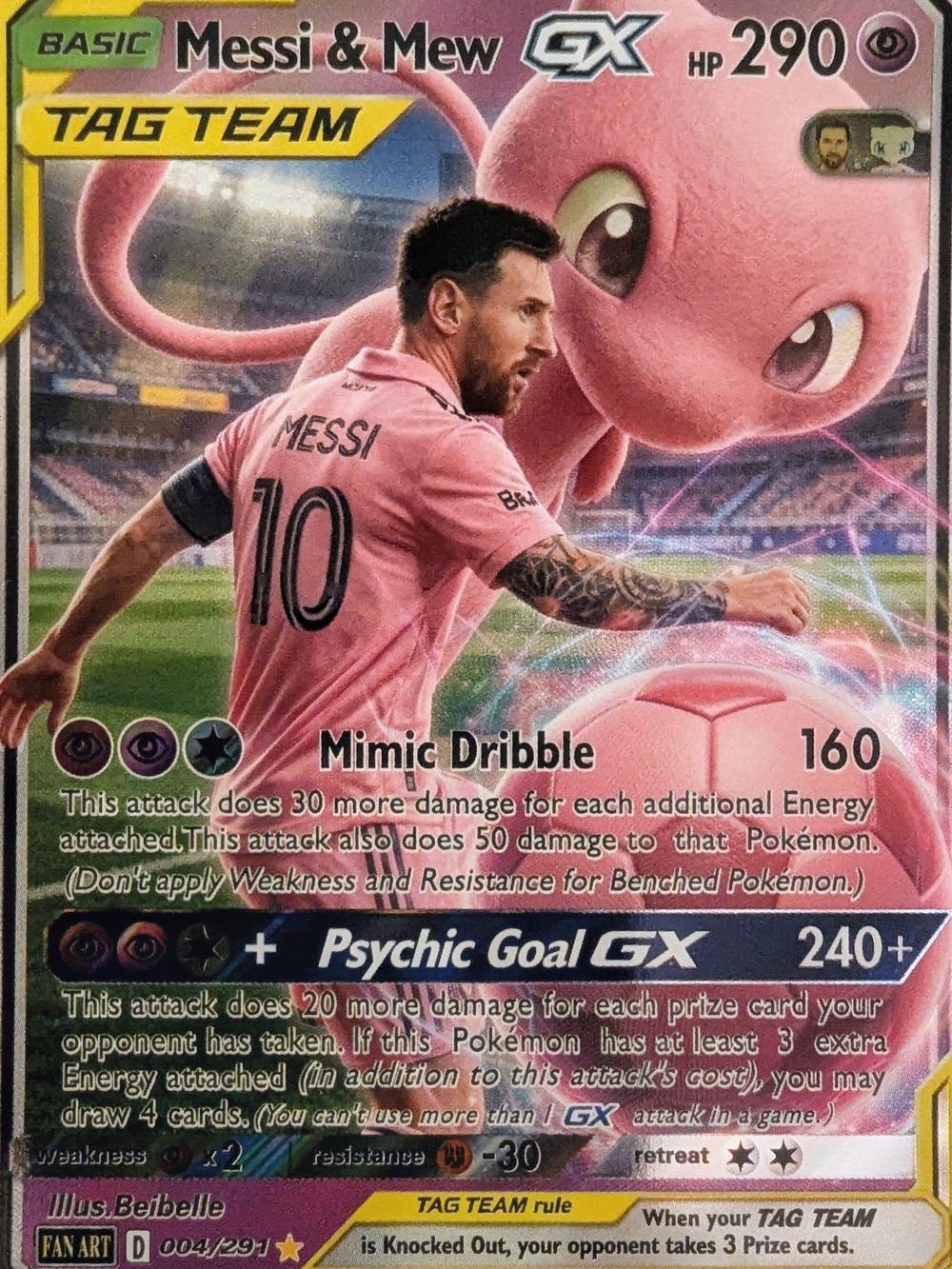 Messi & Mew GX FAN ART Card - Pink